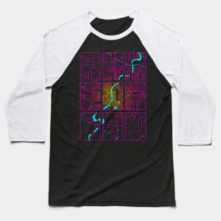 Ahmedabad, India City Map Typography - Neon Baseball T-Shirt